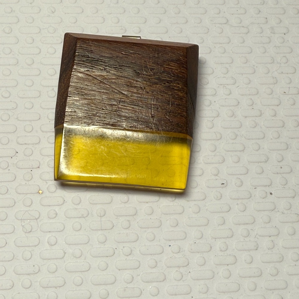 Wood and Yellow Bakelite half of buckle